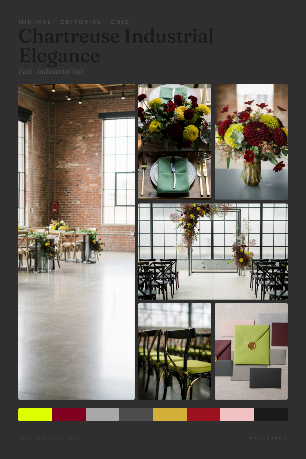 Chartreuse Industrial Elegance moodboard