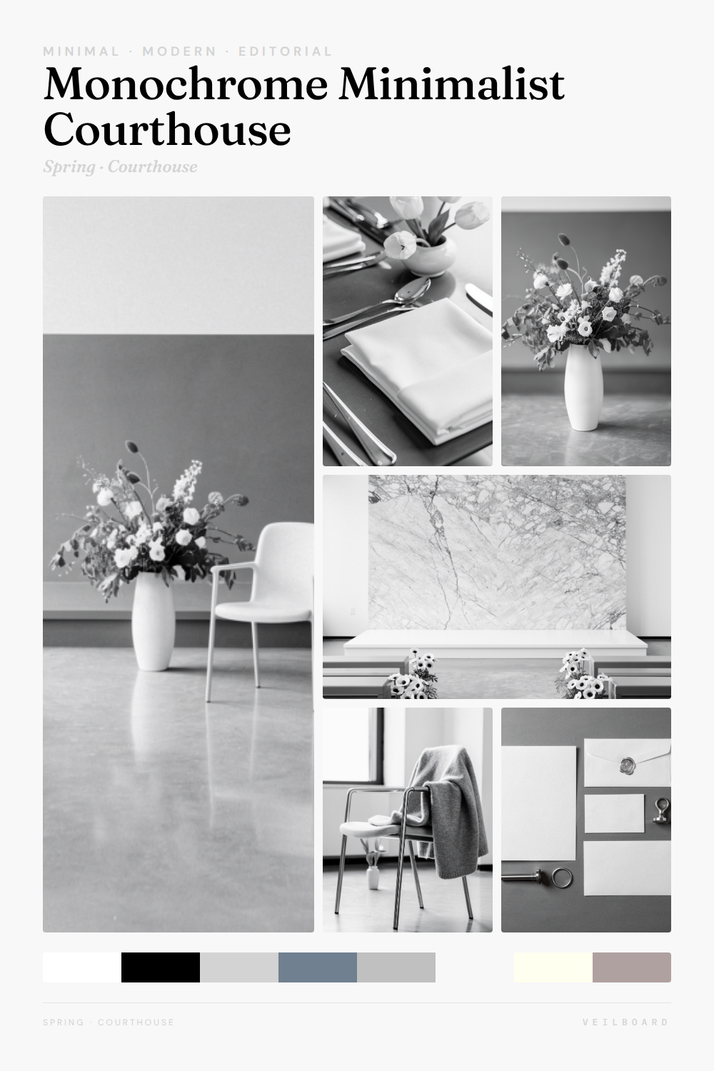 Monochrome Minimalist Courthouse moodboard
